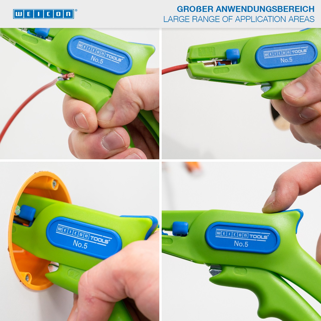 Tenaza Pelacable No. 5 Green Line | para todos los conductores comunes trenzados y sólidos, rango de trabajo de 0,2 - 6,0 mm².